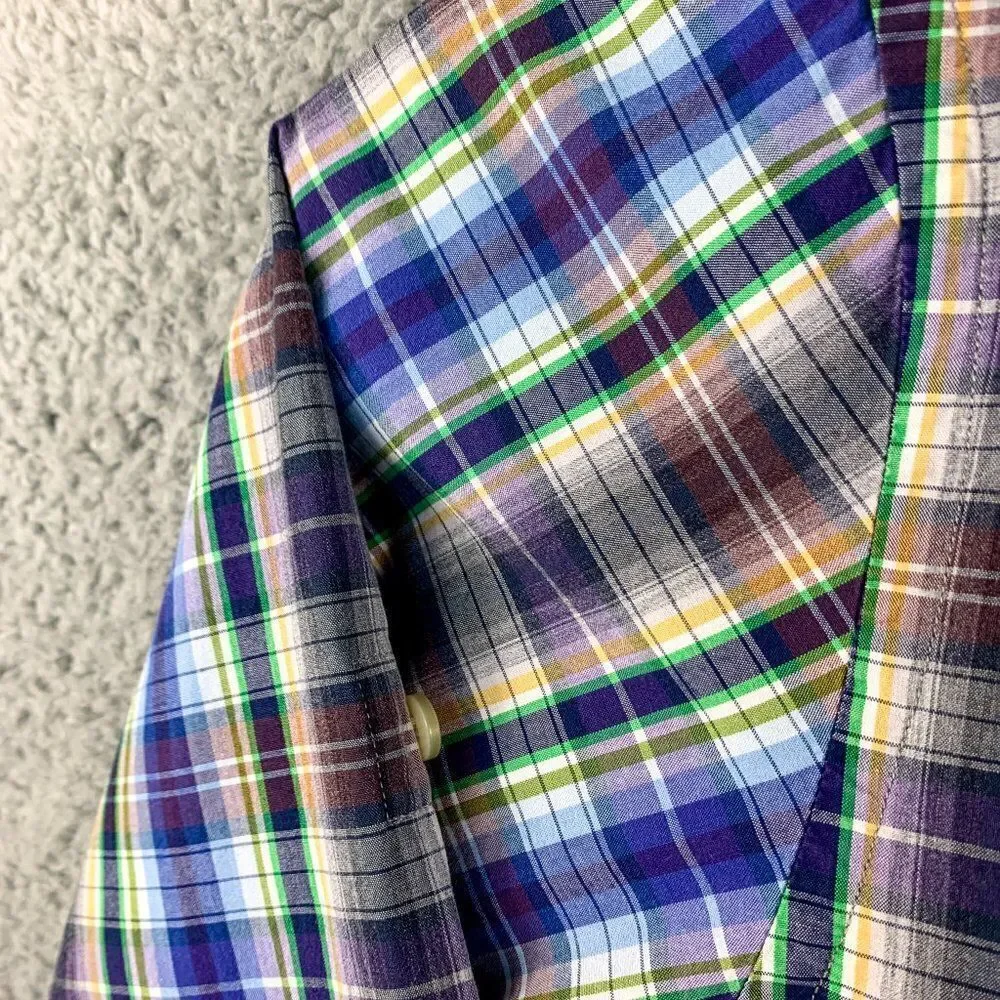 Banana Republic Shirt Mens Large Blue Brown Plaid Business‎ Casual Outdoor Camp